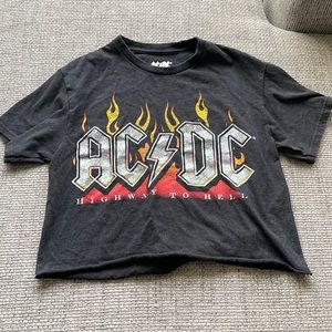This a faded black AC/DC crop top.